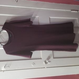 Burgandy sweater dress, short sleeve, worn once, good condition